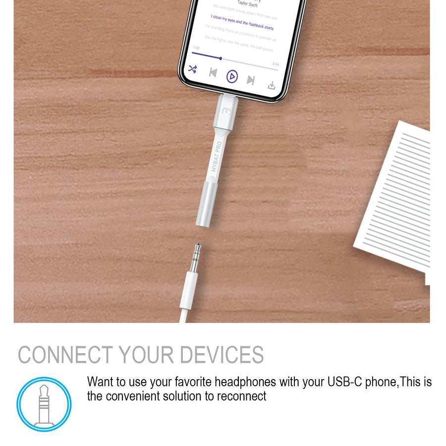 MyBat Pro USB-C to 3.5mm Audio Adapter - White - RCBC3MN38W08-4.jpg