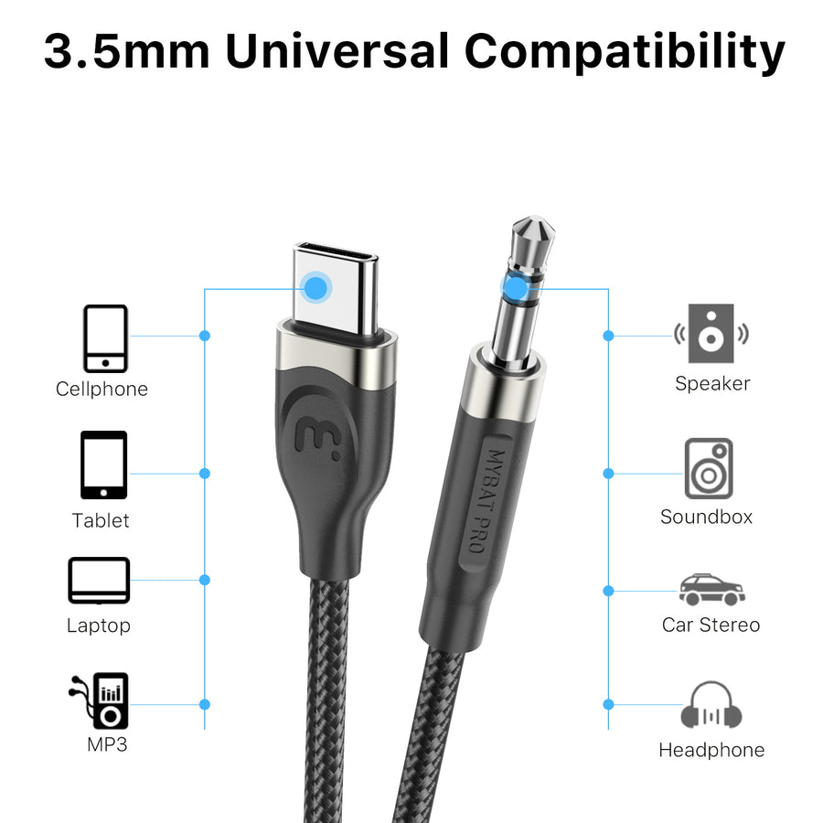 MyBat Pro USB-C to 3.5mm Male Audio Cable - 4 FT - Black - RCBC3MO46B12-3.jpg