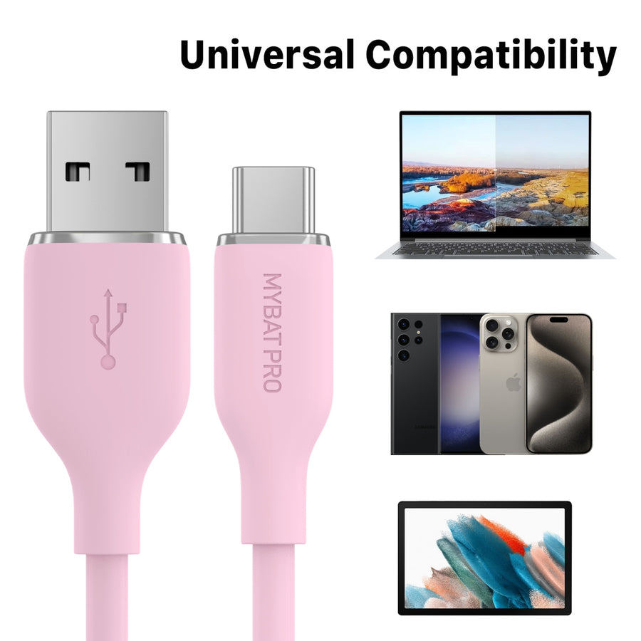 MyBat Pro USB-A to USB-C Liquid Silicone Cable - 3FT - Pink - RCBCAMO07P10-7.jpg