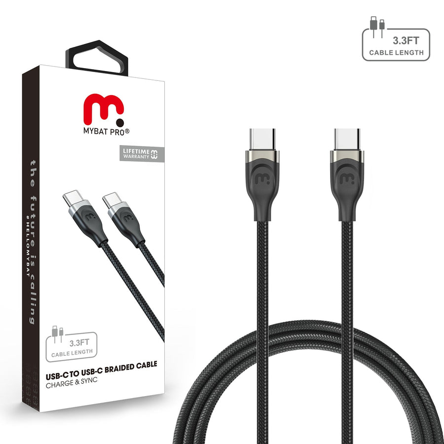 MyBat Pro USB-C to USB-C Braided Cable - 3FT - Black