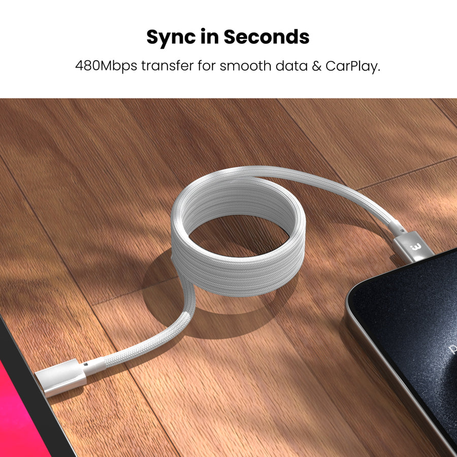 MyBat Pro MagCoil USB-C to USB-C Braided Magnetic Cable - 6FT - White - RCBCCMO16PW18-7.jpg