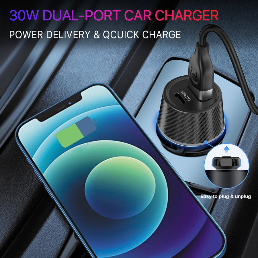 MyBat Pro Fast Charging Power Delivery Dual Port Car Charger (30W) - Black - RCGCARC03B-6.jpg