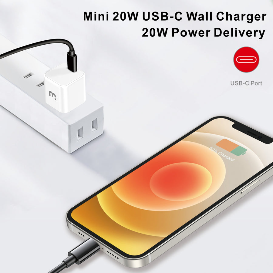 MyBat Pro Fast Charging Mini Wall Charger for USB-C Power Delivery (20W) - White - RCGTRAC09W-3.jpg