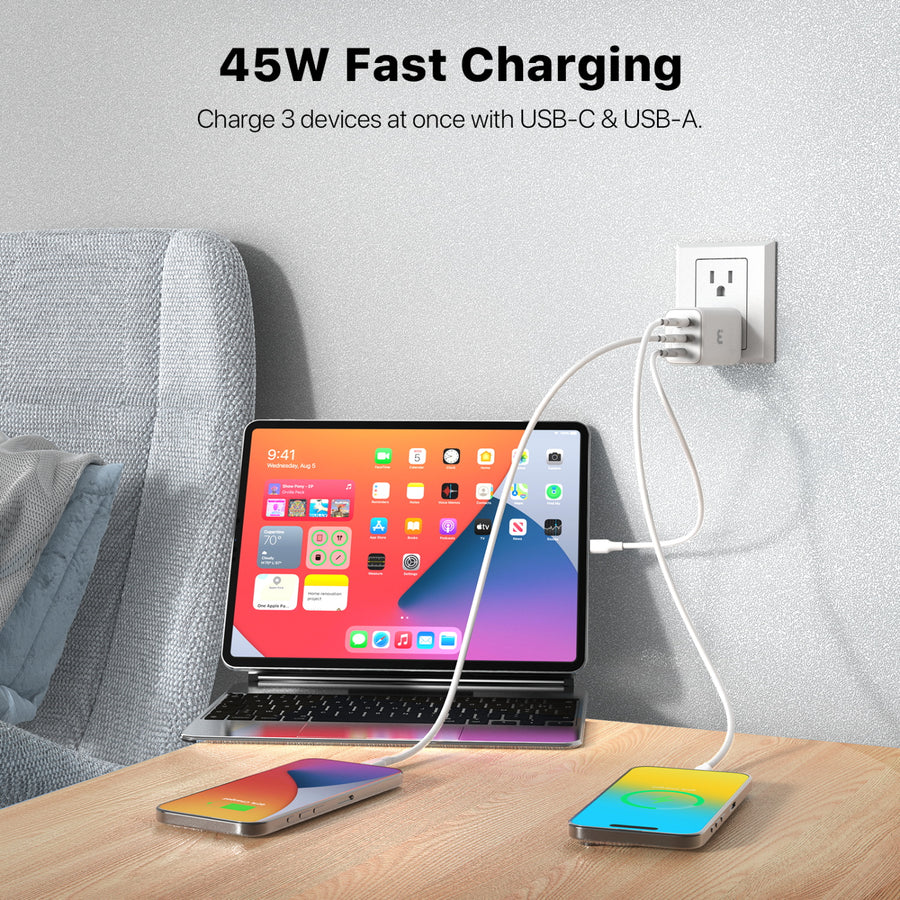 MyBat Pro 45W GaN 3-Port Wall Charger - White - RCGTRAC40PW-5.jpg