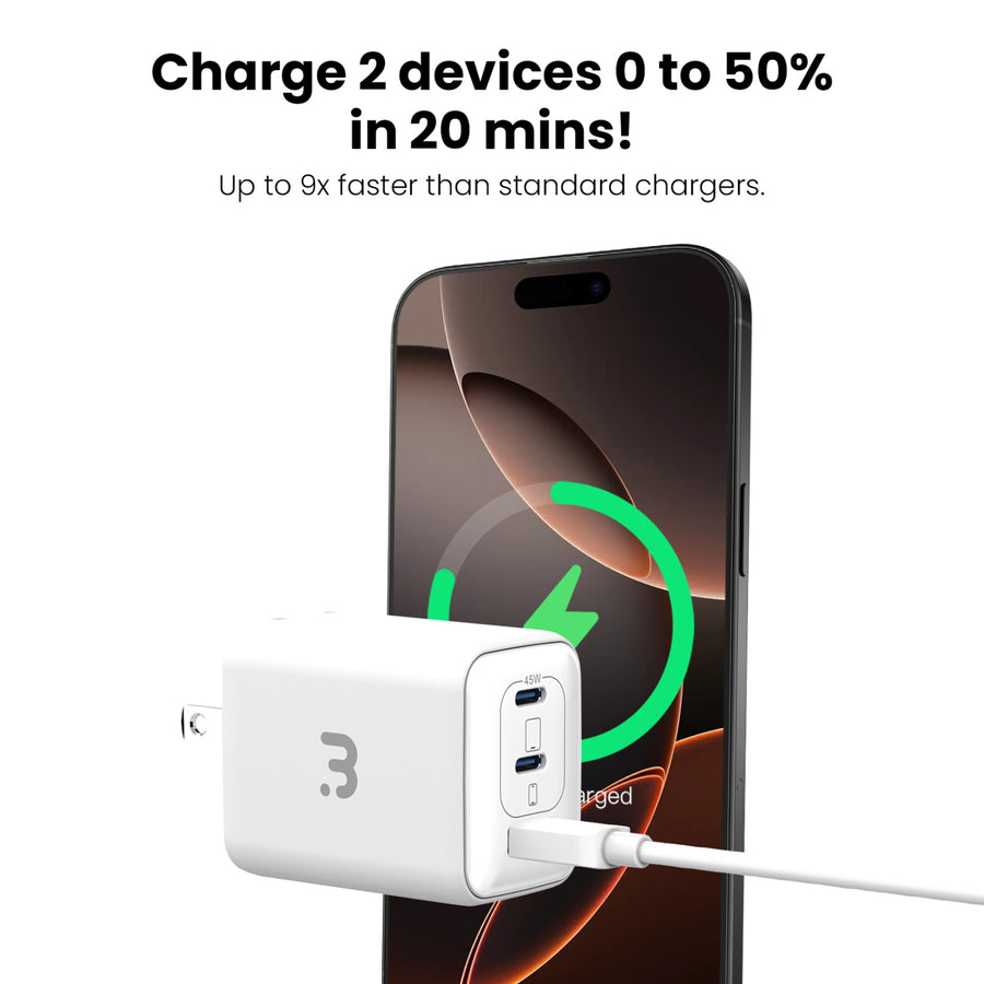 MyBat Pro 45W GaN 3-Port Wall Charger - White - RCGTRAC40PW-6.jpg