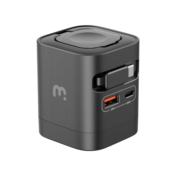 MyBat Pro 65W Dual-Port GaN Wall Charger + Built-In Smartwatch Charging & Retractable USB-C Cable - Black - RCGTRAC41BK-2.jpg