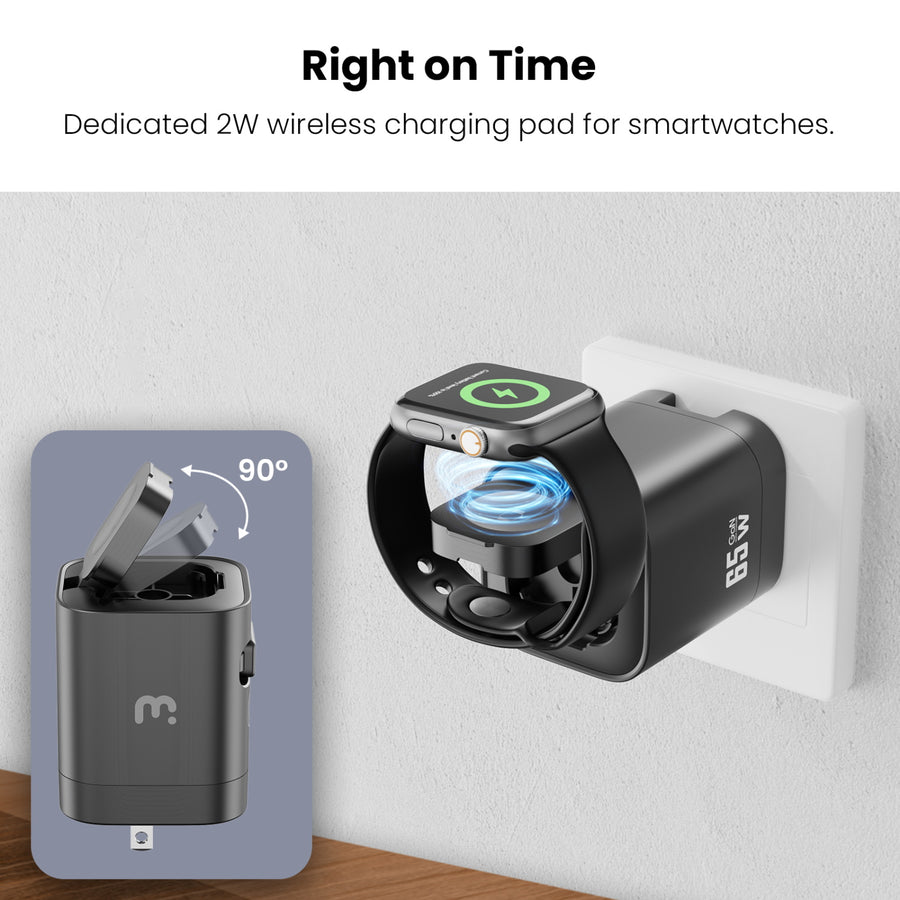 MyBat Pro 65W Dual-Port GaN Wall Charger + Built-In Smartwatch Charging & Retractable USB-C Cable - Black - RCGTRAC41BK-9.jpg