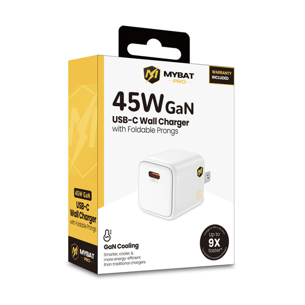 MyBat Pro 45W USB-C PD Foldable GaN Wall Charger - White - RCGTRAC51PW-1.JPG