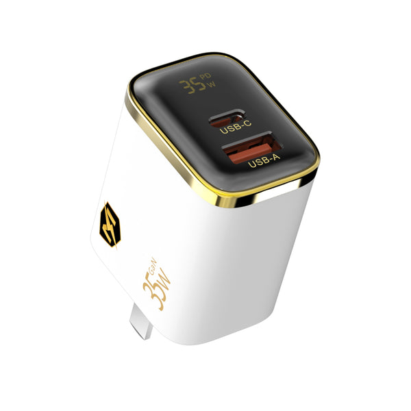 MyBat Pro 35W Dual-Port Digital Display GaN Wall Charger - White - RCGTRAC60PW.JPG