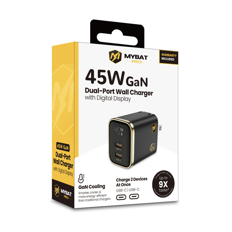 MyBat Pro 45W Dual-Port Digital Display GaN Wall Charger - Black - RCGTRAC61BK-1.JPG