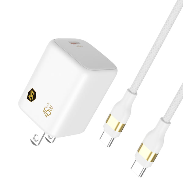MYBAT PRO 45W USB-C PD Foldable GaN Wall Charger with 6FT USB-C Cable - White - RCGTRACCMO16PW.JPG