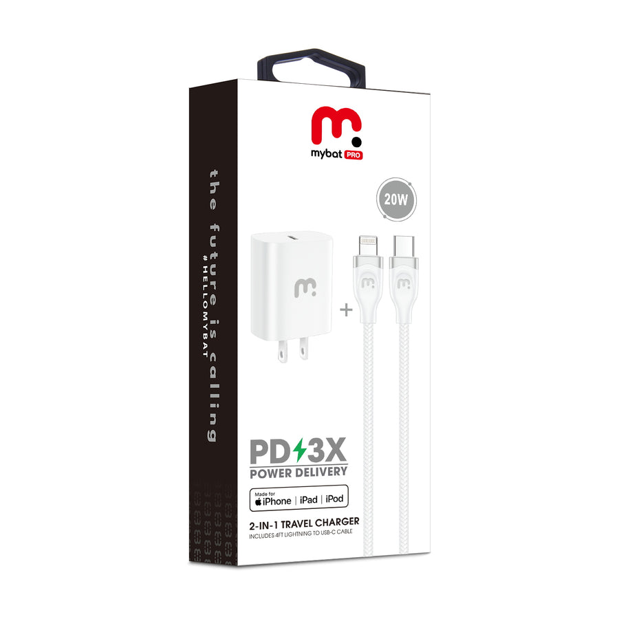 MyBat Pro 2-In-1 Fast Charging Power Delivery Wall Charger (20W) with USB-C to MFi Lightning Cable - White - RCGTRAFLCMO40W12-20.JPG