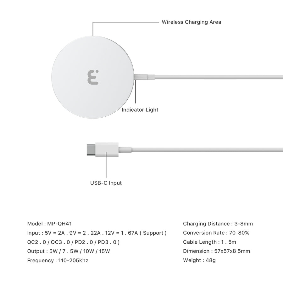 MyBat Pro Magnetic Wireless Charger for iPhone 14 / 15 / 16 /17 Series - Silver - RCGWIRC11S-4.jpg