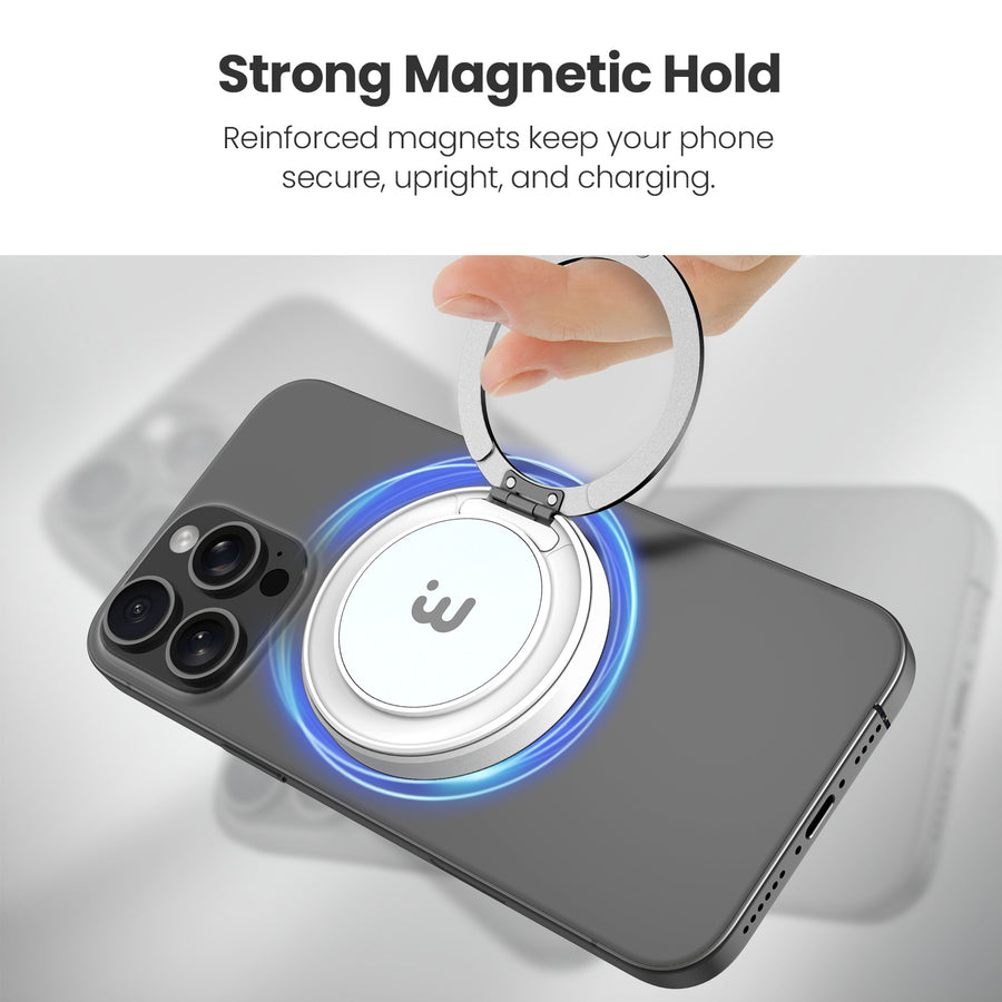MyBat Pro DockIt 360° MagSafe Wireless Charger + Ring Grip Stand - White - RCGWIRC20PW-5.jpg
