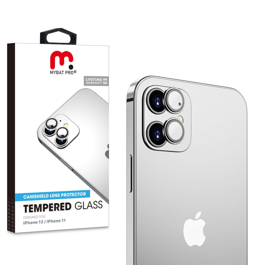 MyBat Pro Tempered Glass CamShield Lens Protector for Apple iPhone 12/iPhone 12 mini / 11 - Silver