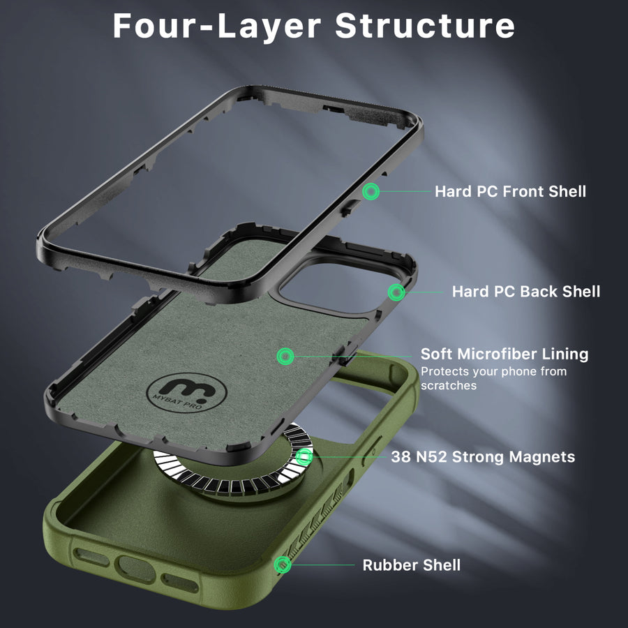 MyBat Pro Maverick Series MagSafe Case w/ Holster and Tempered Glass for Apple iPhone 13 Pro - Army Green - RIP13PCS3NXMS004-5.jpg