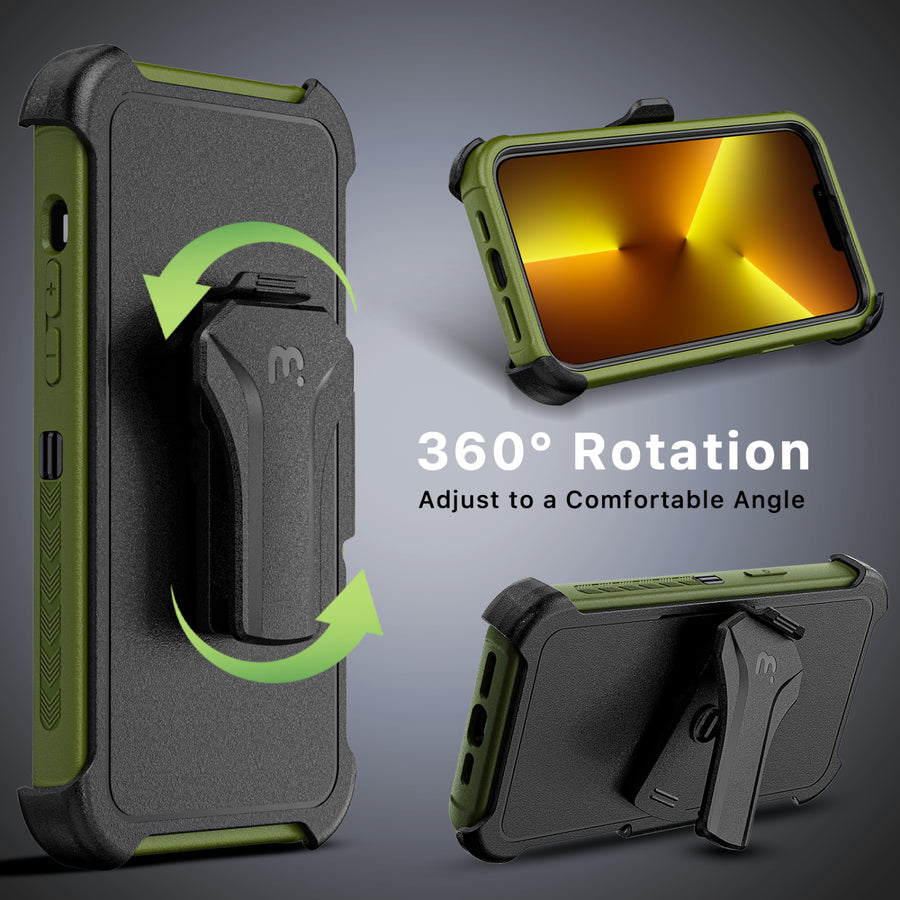 MyBat Pro Maverick Series MagSafe Case w/ Holster and Tempered Glass for Apple iPhone 13 Pro - Army Green - RIP13PCS3NXMS004-7.jpg