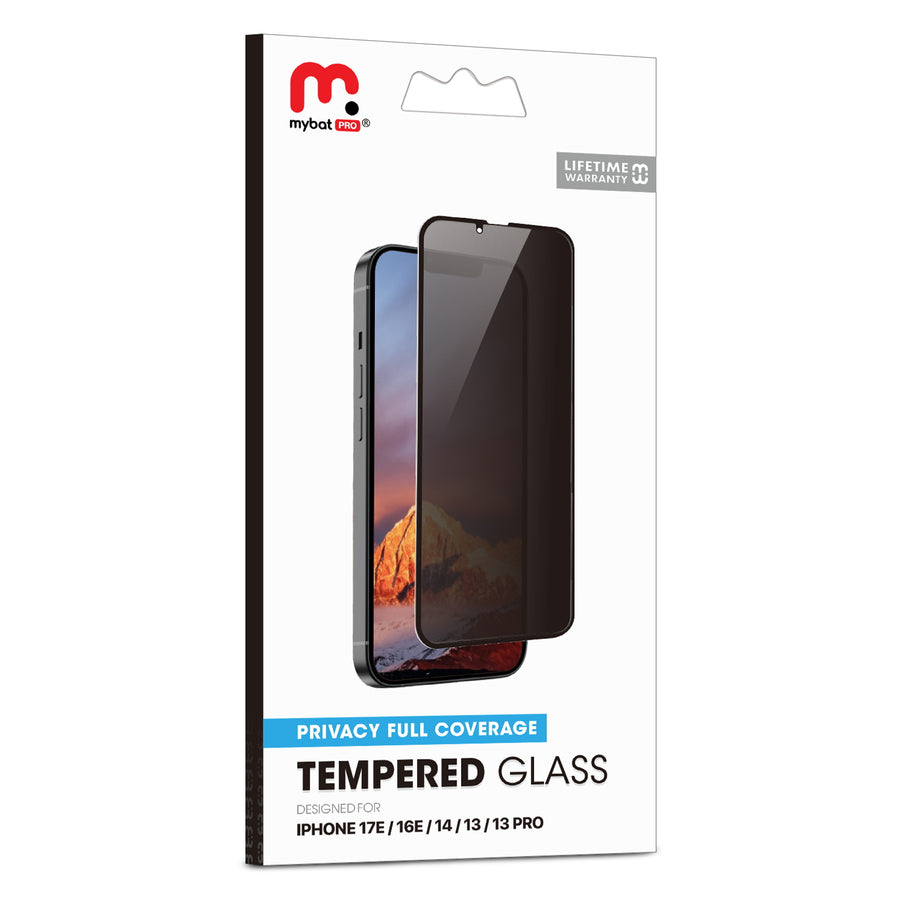 MyBat Pro Privacy Full Coverage Tempered Glass Screen Protector for Apple iPhone 17e / 16e / 14 / 13 Pro / 13 - Black - RIP13PSCF111-10.JPG