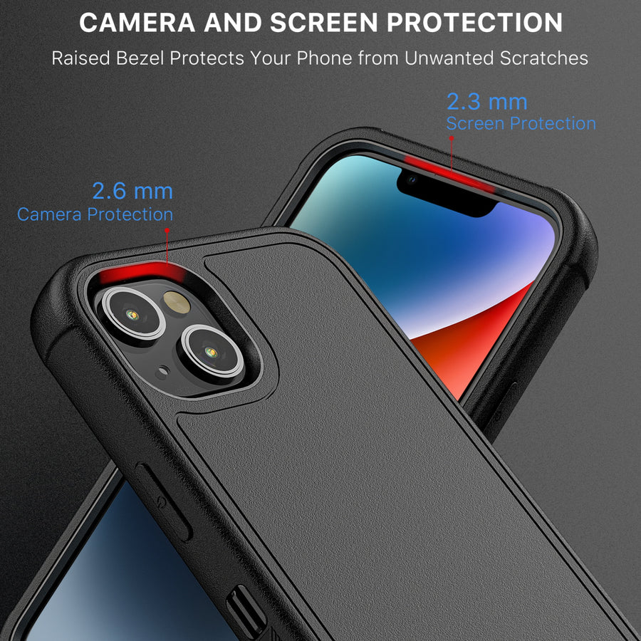 MyBat Pro Maverick Series Case w/ Holster and Tempered Glass for Apple iPhone 17e / 16e / 14 / 13 - Black - RIP14CS3NXS001-5.jpg