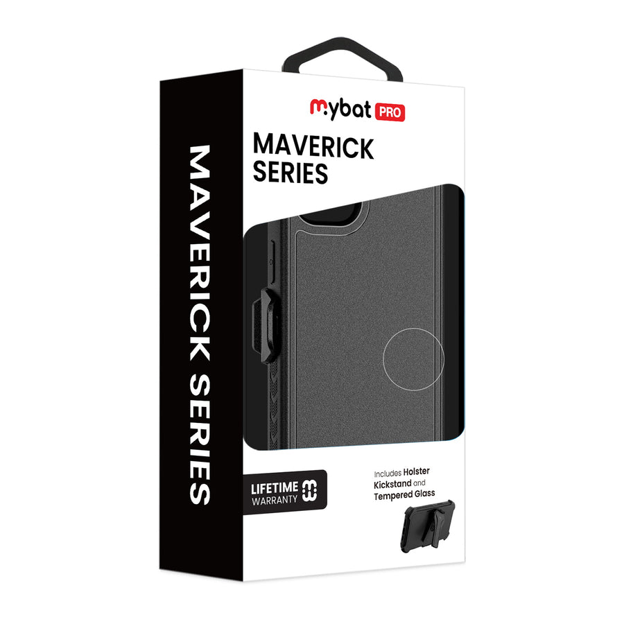 MyBat Pro Maverick Series Case w/ Holster and Tempered Glass for Apple iPhone 17e / 16e / 14 / 13 - Black - RIP14CS3NXS001-9.jpg