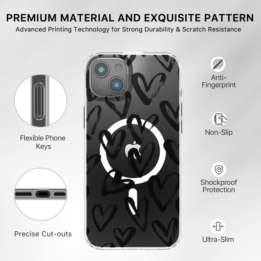 MyBat Pro Mood Series MagSafe Case for Apple iPhone 17e / 16e / 14 / 13 - Black Hearts - RIP14CSFSSM503-7.jpg