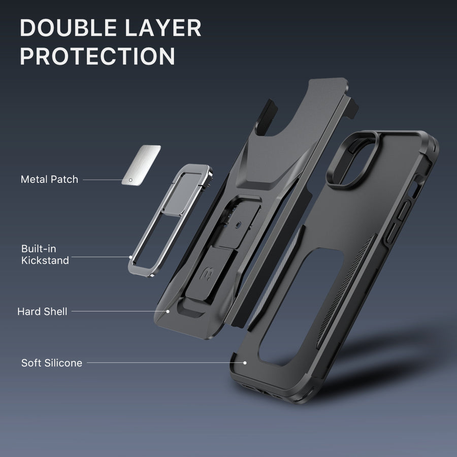 MyBat Pro Antimicrobial Stealth Series (with Stand) for Apple iPhone 17e / 16e / 14 / 13 - Black / Black - RIP14CSSTSS001-3.jpg