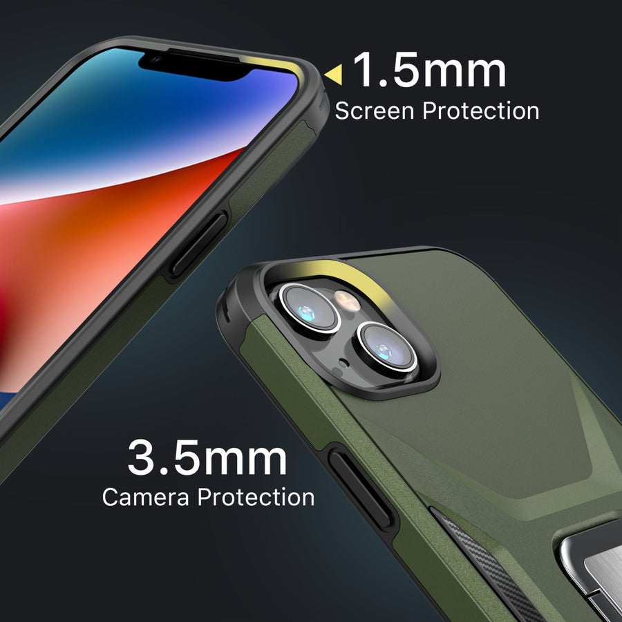 MyBat Pro Antimicrobial Stealth Series (with Stand) for Apple iPhone 17e / 16e / 14 / 13 - Army Green / Black - RIP14CSSTSS004-7.jpg