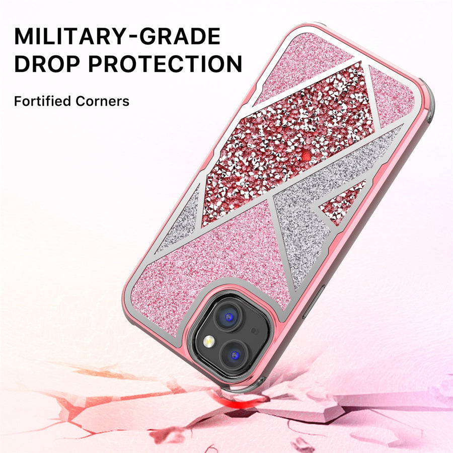 MyBat Pro TUFF Kleer Hybrid Case for Apple iPhone 14 Plus - Electroplated Rose Gold / Transparent Clear Mini Crystals & Glitter - RIP14MCSE4TD223-5.jpg
