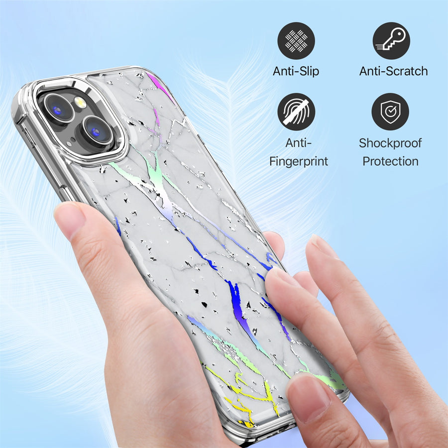 MyBat Pro TUFF Kleer Hybrid Case for Apple iPhone 14 Plus - White Marbling / Electroplating Silver - RIP14MCSE4TM201-3.jpg