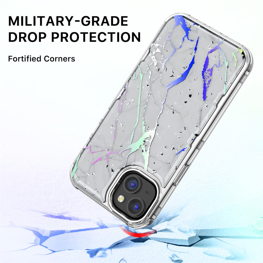 MyBat Pro TUFF Kleer Hybrid Case for Apple iPhone 14 Plus - White Marbling / Electroplating Silver - RIP14MCSE4TM201-5.jpg
