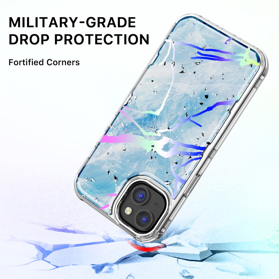 MyBat Pro TUFF Kleer Hybrid Case for Apple iPhone 14 Plus - Blue Marbling / Electroplating Silver - RIP14MCSE4TM203-5.jpg
