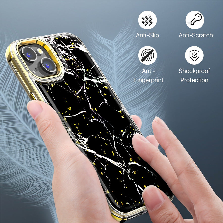 MyBat Pro TUFF Kleer Hybrid Case for Apple iPhone 14 Plus - Black Marbling / Electroplating Gold - RIP14MCSE4TM204-3.jpg