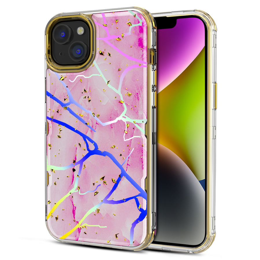 MyBat Pro TUFF Kleer Hybrid Case for Apple iPhone 14 Plus - Pink Marbling / Electroplating Gold - RIP14MCSE4TM205-2.jpg