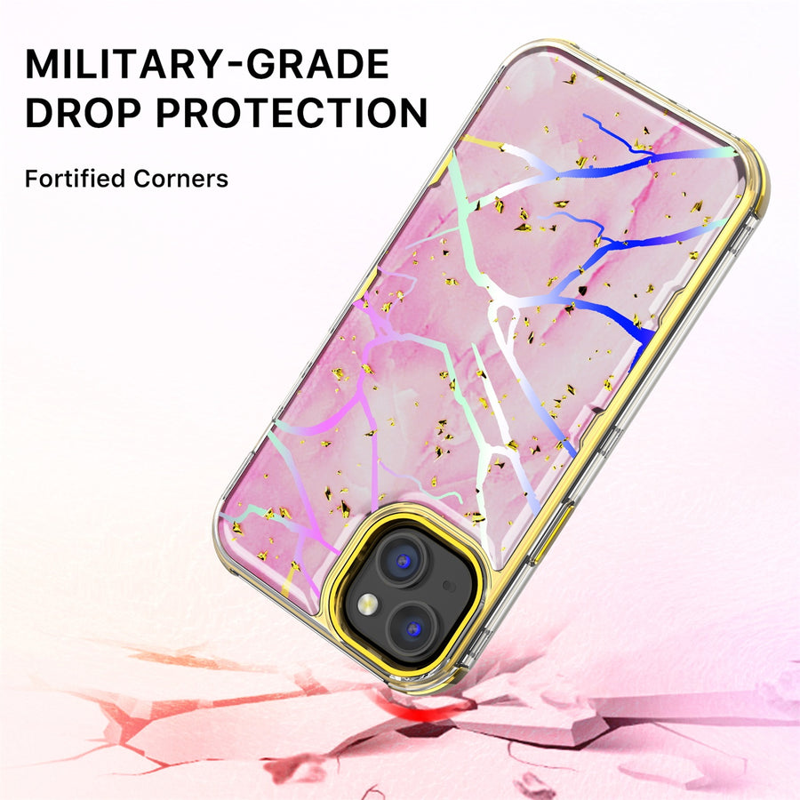 MyBat Pro TUFF Kleer Hybrid Case for Apple iPhone 14 Plus - Pink Marbling / Electroplating Gold - RIP14MCSE4TM205-5.jpg