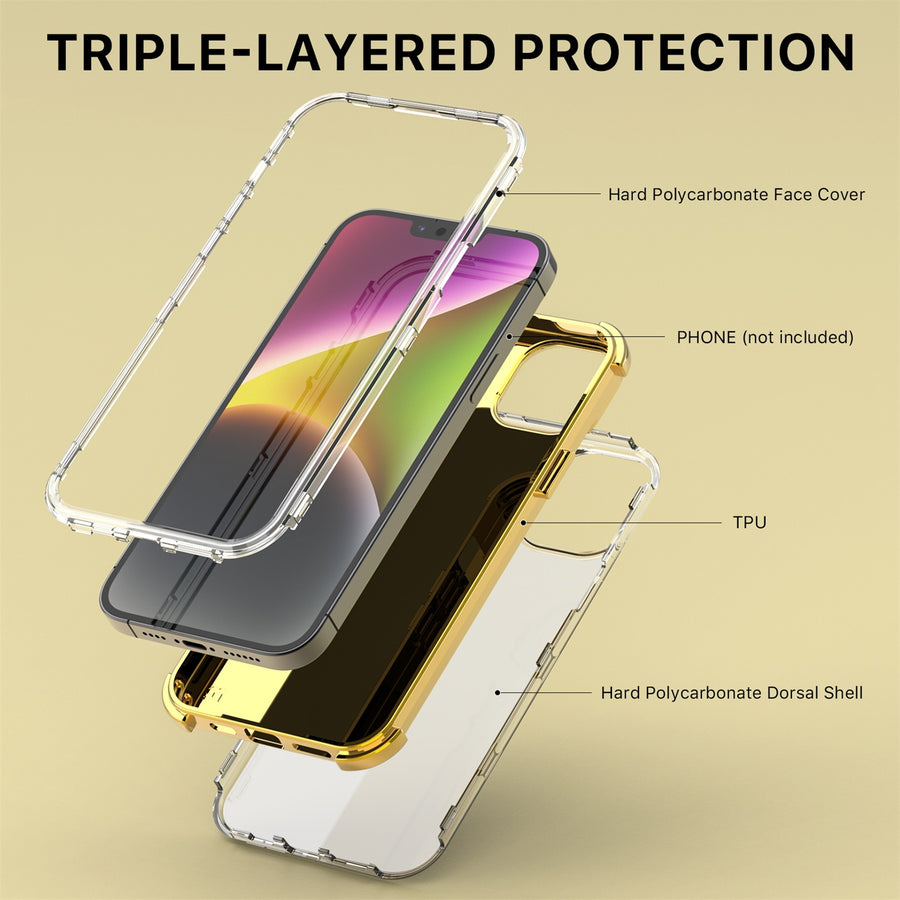 MyBat Pro TUFF Kleer Hybrid Case for Apple iPhone 14 Plus - Pale Yellow Marbling / Electroplating Gold - RIP14MCSE4TM206-4.jpg