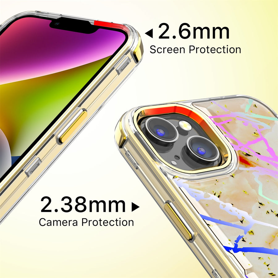 MyBat Pro TUFF Kleer Hybrid Case for Apple iPhone 14 Plus - Pale Yellow Marbling / Electroplating Gold - RIP14MCSE4TM206-8.jpg