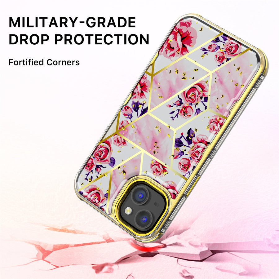 MyBat Pro TUFF Kleer Hybrid Case for Apple iPhone 14 Plus - Electroplated Roses Marble / Electroplating Gold - RIP14MCSE4TM251-5.jpg
