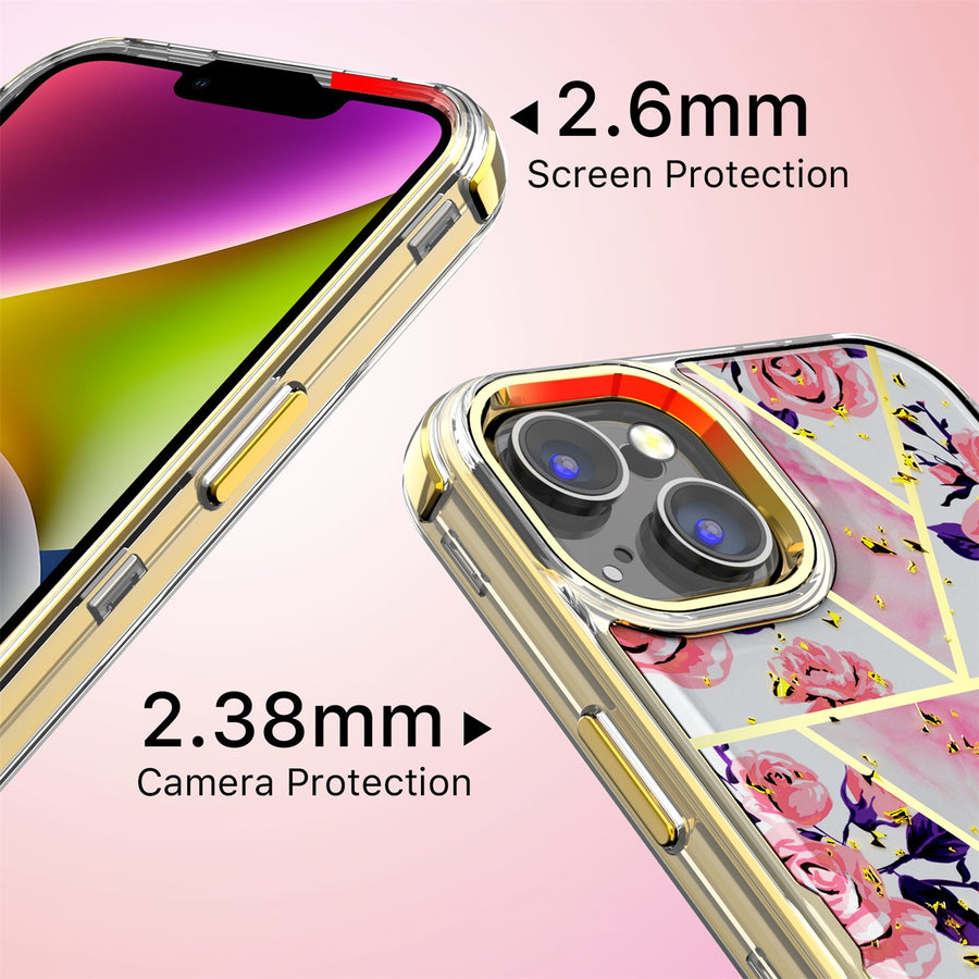 MyBat Pro TUFF Kleer Hybrid Case for Apple iPhone 14 Plus - Electroplated Roses Marble / Electroplating Gold - RIP14MCSE4TM251-8.jpg