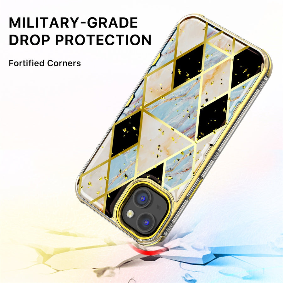 MyBat Pro TUFF Kleer Hybrid Case for Apple iPhone 14 Plus - Electroplated Blue Marble / Electroplating Gold - RIP14MCSE4TM254-5.jpg