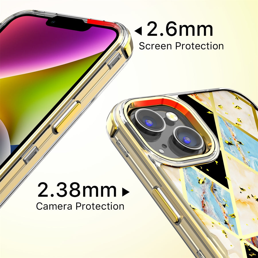 MyBat Pro TUFF Kleer Hybrid Case for Apple iPhone 14 Plus - Electroplated Blue Marble / Electroplating Gold - RIP14MCSE4TM254-8.jpg