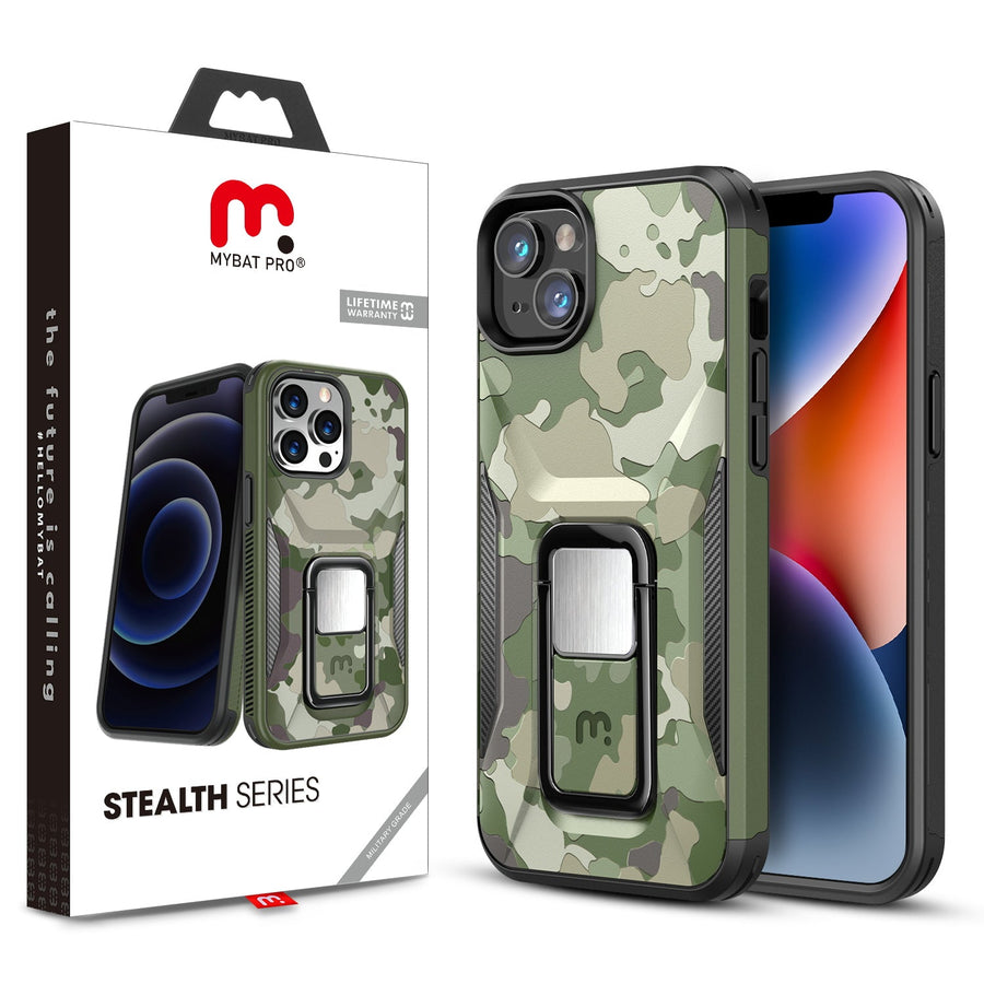 MyBat Pro Stealth Series (with Stand) for Apple iPhone 14 Plus - Army Green Camo / Black