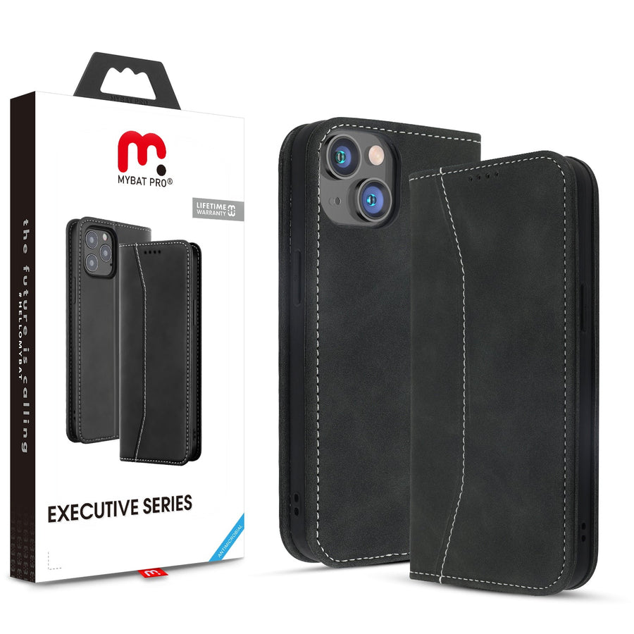 MyBat Pro Antimicrobial Executive Series Wallet Case for Apple iPhone 14 Plus - Black