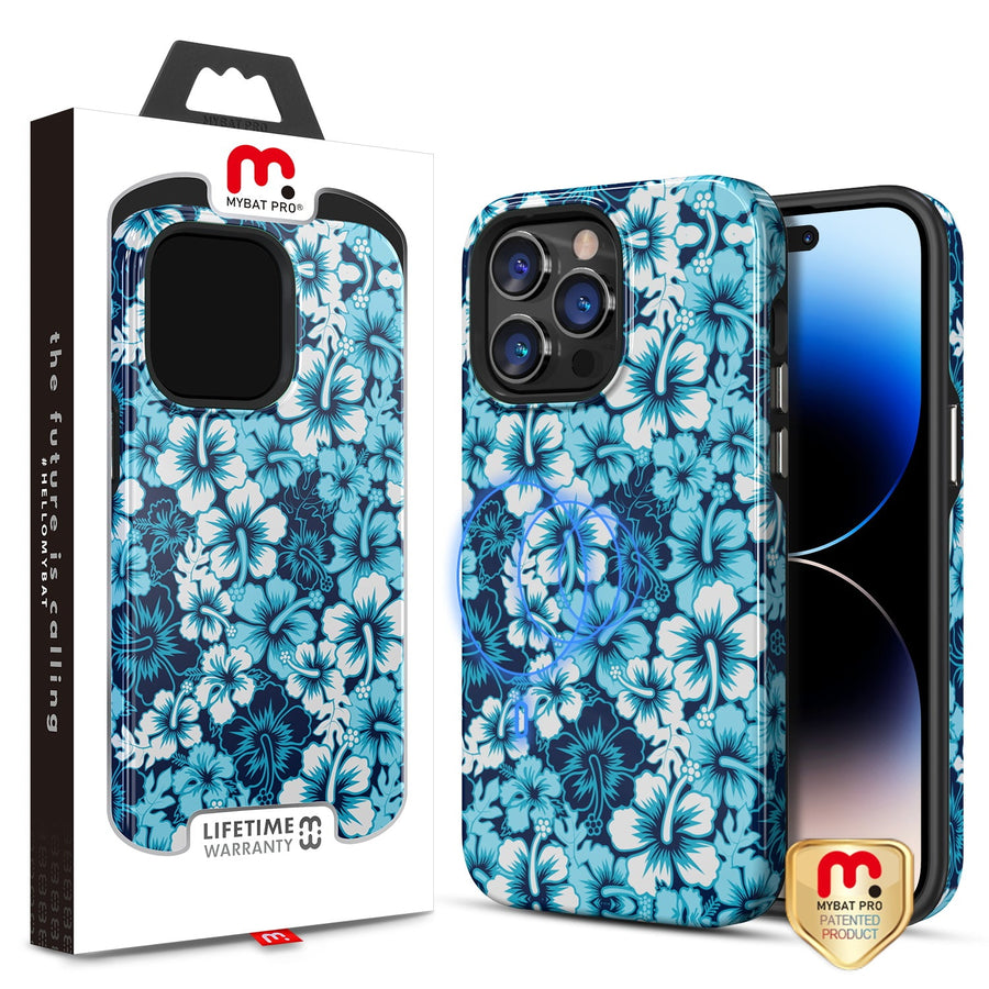 MyBat Pro Fuse Series MagSafe Case for Apple iPhone 14 Pro - Blue Hibiscus