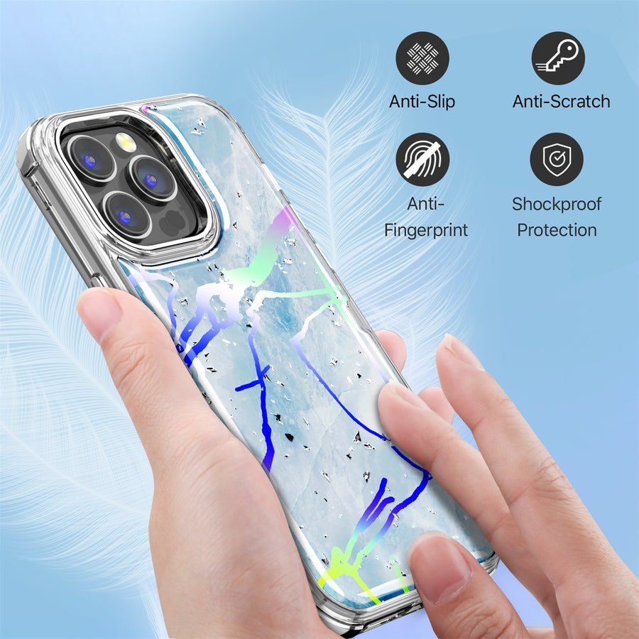 MyBat Pro TUFF Kleer Hybrid Case for Apple iPhone 14 Pro - Blue Marbling / Electroplating Silver - RIP14PCSE4TM203-3.jpg
