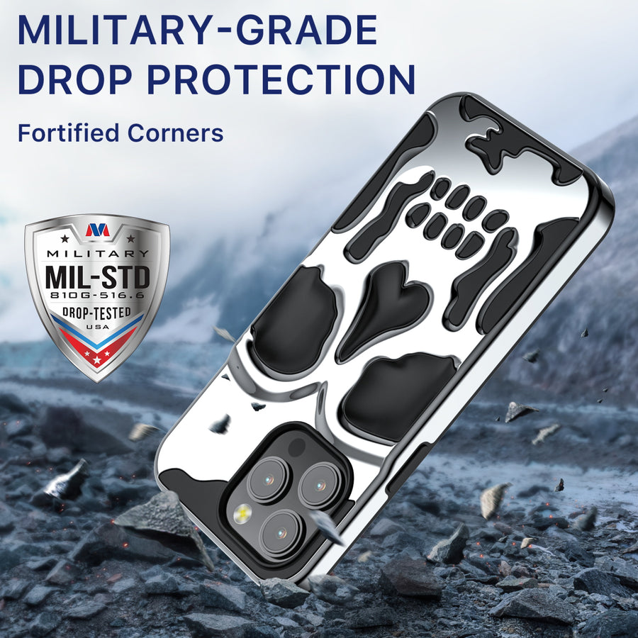 MyBat Pro Skullcap Hybrid Protector Cover for Apple iPhone 14 Pro - Silver Plating / Black - RIP14PCSSLCC101-5.jpg