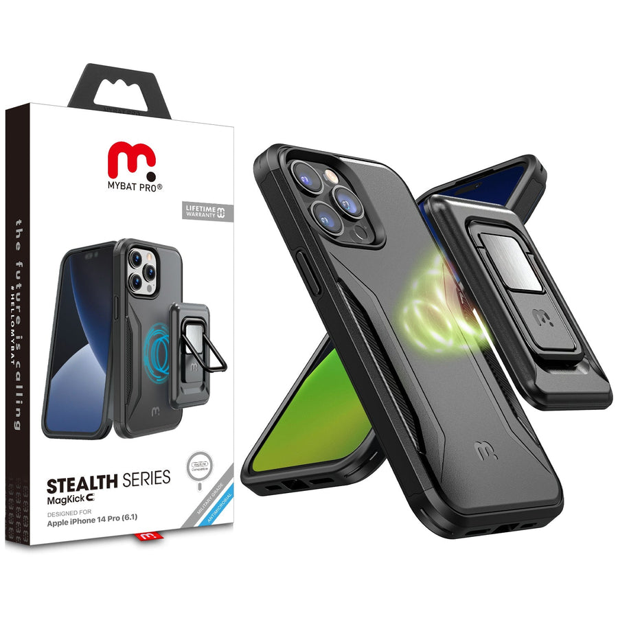 MyBat Pro Antimicrobial Stealth Series MagKick for Apple iPhone 14 Pro - Black / Black