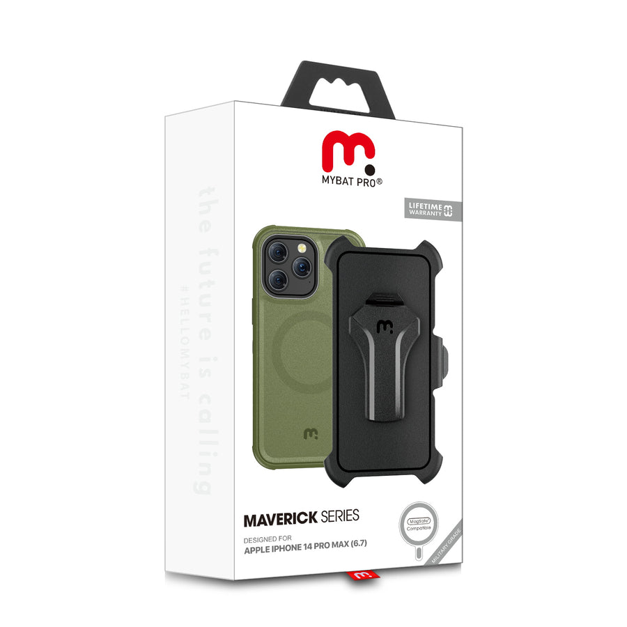 MyBat Pro Maverick Series MagSafe Case w/ Holster and Tempered Glass for Apple iPhone 14 Pro Max - Army Green - RIP14PMCS3NXMS004-10.jpg
