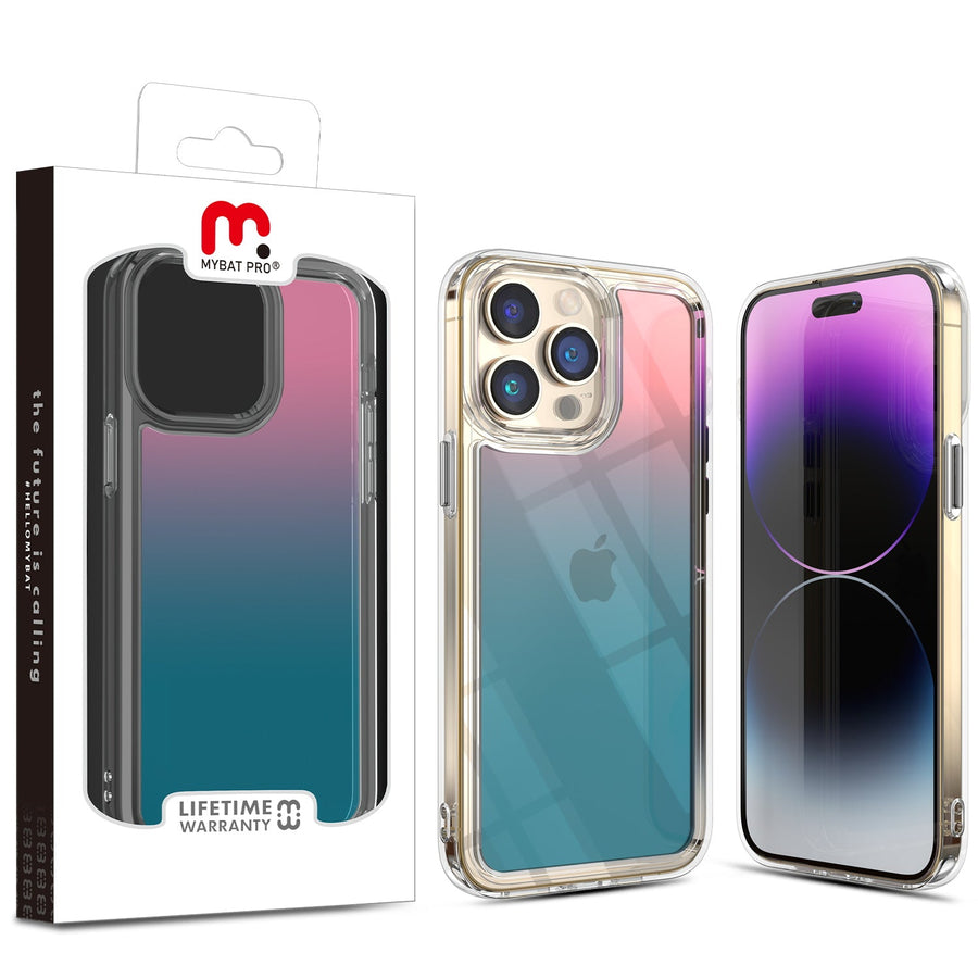 MyBat Pro Radiant Series ombre gradient Gummy Case for Apple iPhone 14 Pro Max (6.7) - Pink to Sky Blue Gradient