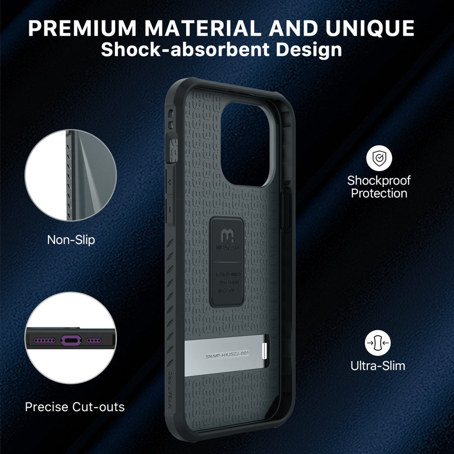 MyBat Pro Beyonder Series Case with Tempered Glass with Kickstand for Apple iPhone 14 Pro Max - Gray - RIP14PMCSAMBS003-4.jpg