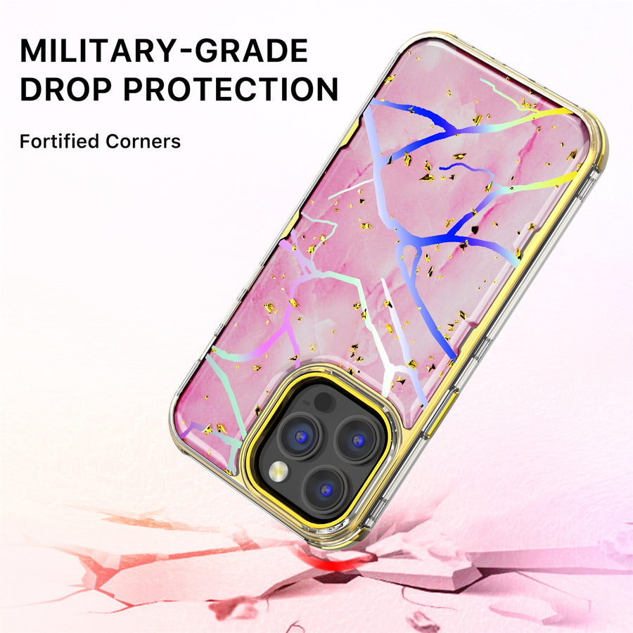 MyBat Pro TUFF Kleer Hybrid Case for Apple iPhone 14 Pro Max - Pink Marbling / Electroplating Gold - RIP14PMCSE4TM205-5.jpg